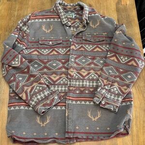 Burlebo Vintage Heavyweight Flannel Whitetail Aztec XL RARE